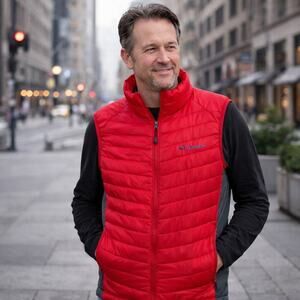 Columbia Vest Men's Red and Gray South Valley Lightweight Vest, Size L